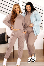 Load image into Gallery viewer, Lounge A Lot Cut Off Sweatshirt in Mocha