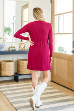 Load image into Gallery viewer, Only You Surplice Neck Sparkle Knit Dress In Magenta