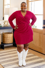 Load image into Gallery viewer, Only You Surplice Neck Sparkle Knit Dress In Magenta