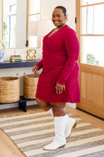 Load image into Gallery viewer, Only You Surplice Neck Sparkle Knit Dress In Magenta