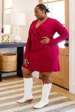 Load image into Gallery viewer, Only You Surplice Neck Sparkle Knit Dress In Magenta