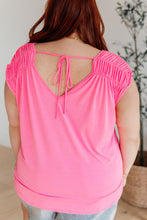 Load image into Gallery viewer, Ruched Cap Sleeve Top in Neon Pink