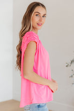 Load image into Gallery viewer, Ruched Cap Sleeve Top in Neon Pink