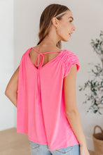 Load image into Gallery viewer, Ruched Cap Sleeve Top in Neon Pink