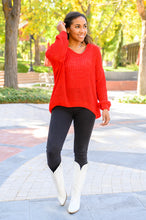 Load image into Gallery viewer, Seasonal Shift Long Sleeve Knit Sweater In Red