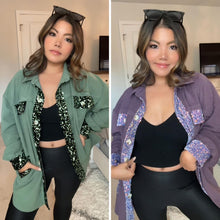 Load image into Gallery viewer, PREORDER: Bella Sequin Suede Shacket In Two Colors