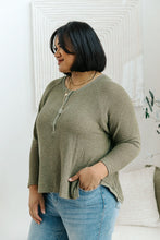 Load image into Gallery viewer, Wishful Thinking Henley In Olive