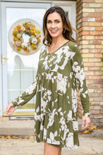 Load image into Gallery viewer, Worthwhile Moment Floral Tiered Dress In Olive