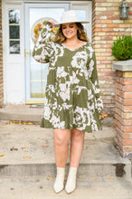 Load image into Gallery viewer, Worthwhile Moment Floral Tiered Dress In Olive