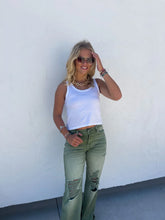 Load image into Gallery viewer, PREORDER: Blakeley Distressed Jeans In Olive and Camel Tall Inseam