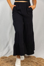 Load image into Gallery viewer, Ruffle Tiered Pull on Pants in Black
