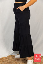 Load image into Gallery viewer, Ruffle Tiered Pull on Pants in Black

