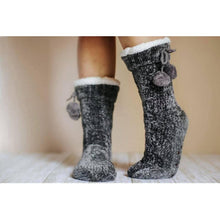 Load image into Gallery viewer, Ready to Ship  | The Meredith - Cozy Fleece lined Pom Socks
