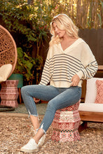 Load image into Gallery viewer, Long Sleeve Relaxed Stripe V-neck
