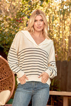 Load image into Gallery viewer, Long Sleeve Relaxed Stripe V-neck

