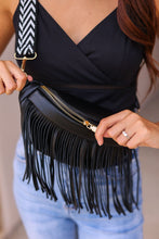 Load image into Gallery viewer, *Ready to Ship  | The Valentina - Black Removable Fringe Crossbody Sling Bag
