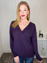 Load image into Gallery viewer, Knit Sweater with Crossover in Plum
