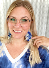 Load image into Gallery viewer, Blue Marble Fringe Earrings
