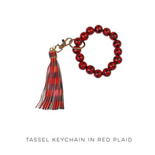 Load image into Gallery viewer, Tassel Keychain in Red Plaid
