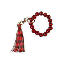 Load image into Gallery viewer, Tassel Keychain in Red Plaid
