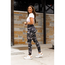 Load image into Gallery viewer, Julia Rose Charlie camo full-length leggings, Women wearing Charlie camo leggings high waisted
