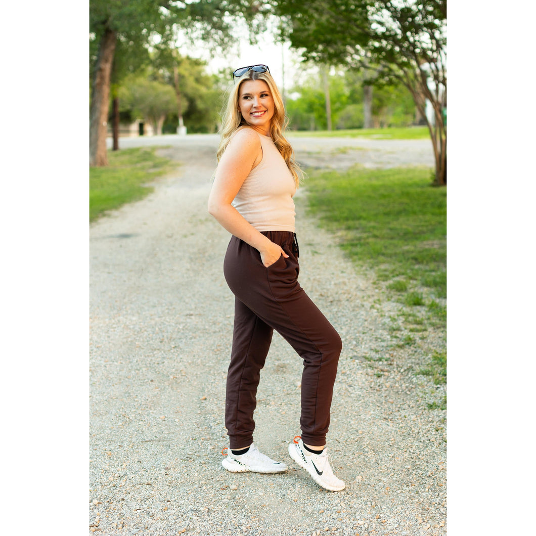 PreOrder | The Brinley - Brown Fleece Joggers