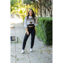 Load image into Gallery viewer, Julia Rose Yasmine Yellow Panel Full Length Leggings women’s boutique leggings front view, Woman wearing Julia Rose Yasmine leggings with yellow panel detail
