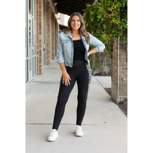 Load image into Gallery viewer, Snow leopard panel detail on  Buttery soft leopard panel leggings for women by Julia Rose
