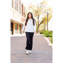 Load image into Gallery viewer, Julia Rose The Liz crossover bootcut leggings with pockets in black, high-waisted women’s bootcut leggings
