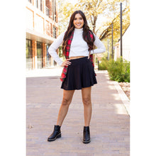 Load image into Gallery viewer, Julia Rose The Brielle black skort, Women wearing black skort with built-in shorts
