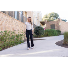 Load image into Gallery viewer, Julia Rose black flare leggings high-waisted and buttery soft
