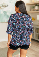 Load image into Gallery viewer, Dreamer Top in Black and Periwinkle Paisley
