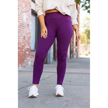 Load image into Gallery viewer, Julia Rose The Kinsley purple full length leggings front view, High-waisted purple leggings by Julia Rose
