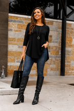 Load image into Gallery viewer, Ready to Ship | The Daphne - Black Tunic with 3/4 Sleeves
