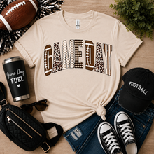 Load image into Gallery viewer, Julia Rose Game Day apparel featuring a football-inspired GAMEDAY graphic with leopard, polka-dot, gingham and striped details.
