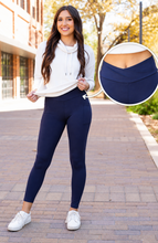 Load image into Gallery viewer, Ready to Ship | The Nadia - NAVY Crossover Full Length Leggings with Pockets
