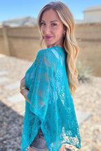 Load image into Gallery viewer, Good Days Ahead Lace Kimono In Teal
