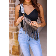 Load image into Gallery viewer, *Ready to Ship  | The Valentina - Black Removable Fringe Crossbody Sling Bag
