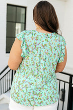 Load image into Gallery viewer, Lizzy Flutter Sleeve Top in Emerald English Rose
