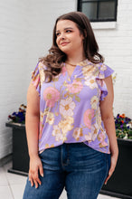 Load image into Gallery viewer, Lizzy Flutter Sleeve Top in Lavender French Floral
