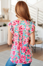 Load image into Gallery viewer, Lizzy Flutter Sleeve Top in Mint and Pink Floral
