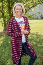 Load image into Gallery viewer, Change Your Stripes Cardigan in Wine
