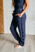 Load image into Gallery viewer, Lysa Satin Stripe Lounge Pants in Smoky Navy
