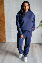 Load image into Gallery viewer, Lysa Satin Stripe Lounge Pants in Smoky Navy
