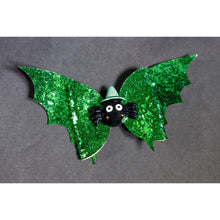 Load image into Gallery viewer, Julia Rose Halloween sequin hair bow, Sparkly Halloween hair bow close-up
