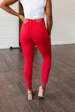 Load image into Gallery viewer, Ruby High Rise Control Top Garment Dyed Skinny Jeans in Red
