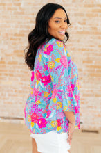 Load image into Gallery viewer, Willow Bell Sleeve Top in Bright Blue Floral
