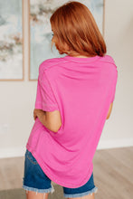 Load image into Gallery viewer, On A Whim Pink Raw Hem Henley Tee
