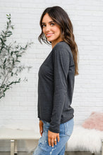 Load image into Gallery viewer, Alpine Raw Edge Long Sleeve Tee in Charcoal
