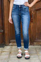 Load image into Gallery viewer, Amber Cuffed Slim Fit Dark Wash Jeans
